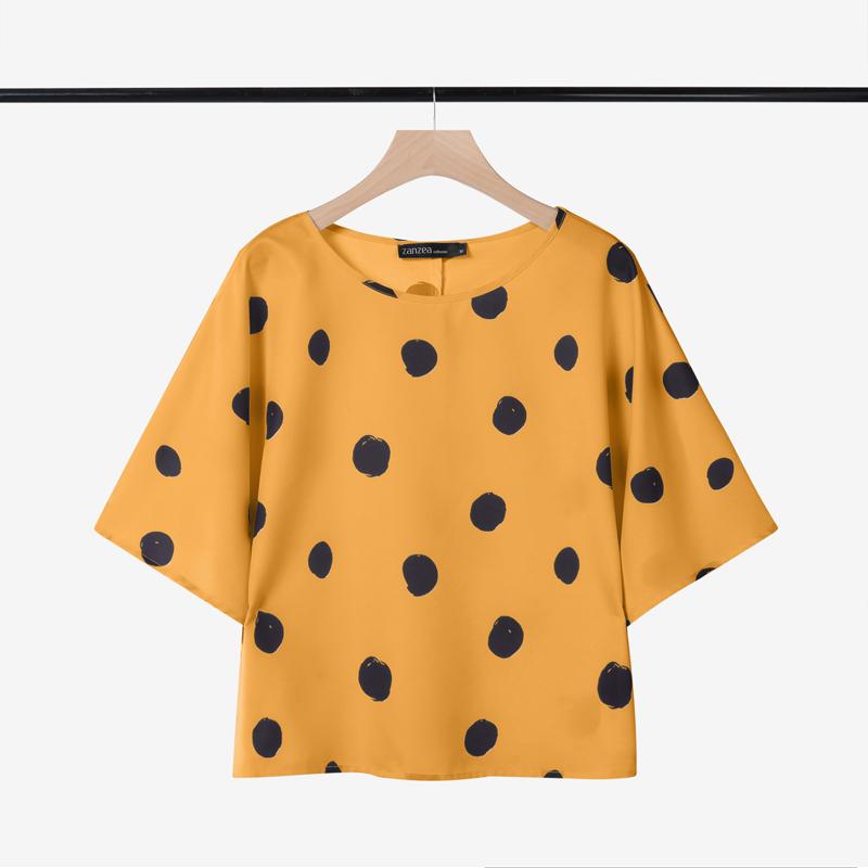 

ZANZEA Women Polak Dot Print Loose Casual Short Sleeve Blouse 2XL