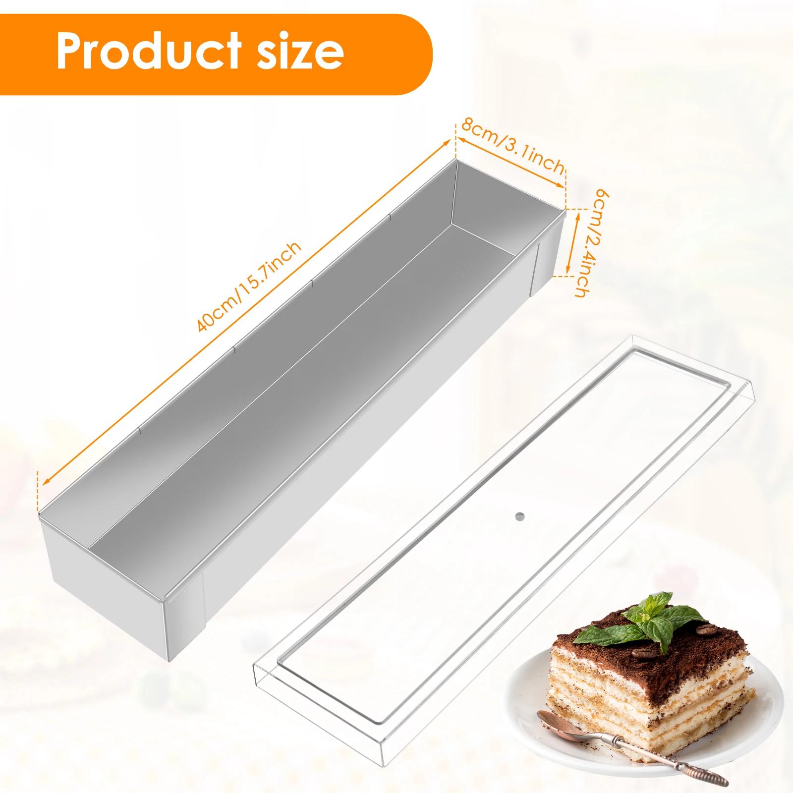 

Rectangle Tiramisu Pan 304 Stainless Steel Long Cake Baking Pan with Lid Removable Mousse Mold for Tiramisu Mousse Cake