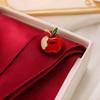Brooch Pin for Women, Fruit Shape Lapel Pin with Rhinestones Bright Red Glaze And Emerald Leaves, Multi-Purpose Pin for Christmas Gifts Daily Wear