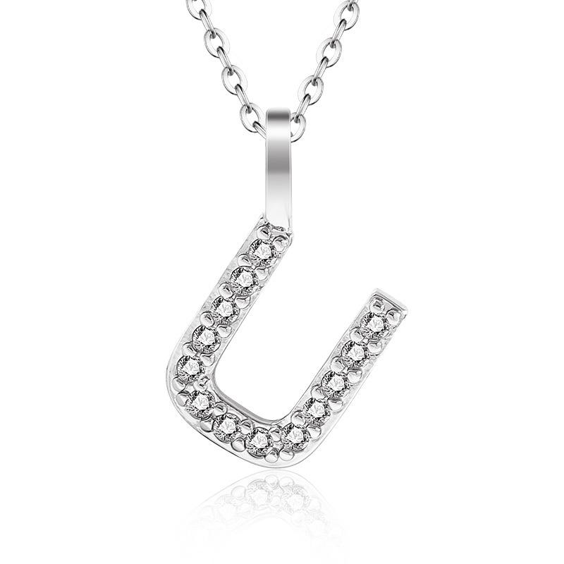 925 Silver Gold Small 26 Letters A- Z Zircon CZ Pendant Monogram Necklace Me Initial Alphabet M A Jewelry
