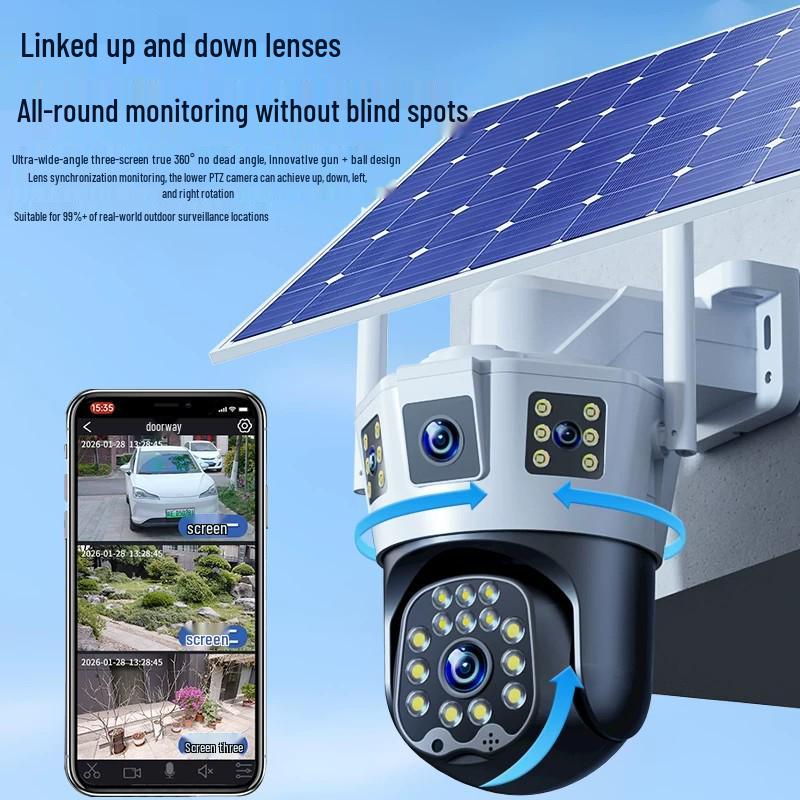 4G Solar-Powered HD 360° Surveillance Camera with Remote Mobile Monitoring (No Power/Network Required)