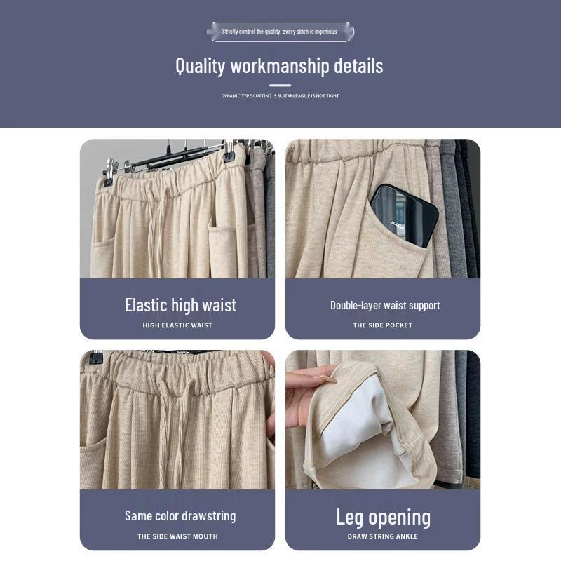 Petite Women's Spring/Autumn Wide-Leg Straight Pants - Stylish Glutinous Rice Design, Ideal for Height 145-150 Cm