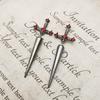Vintage Dark Gothic Kinitial Sword Earrings For Women Men Blade Piercing Earring Ear Jacket Punk Goth Halloween Jewelry Gift