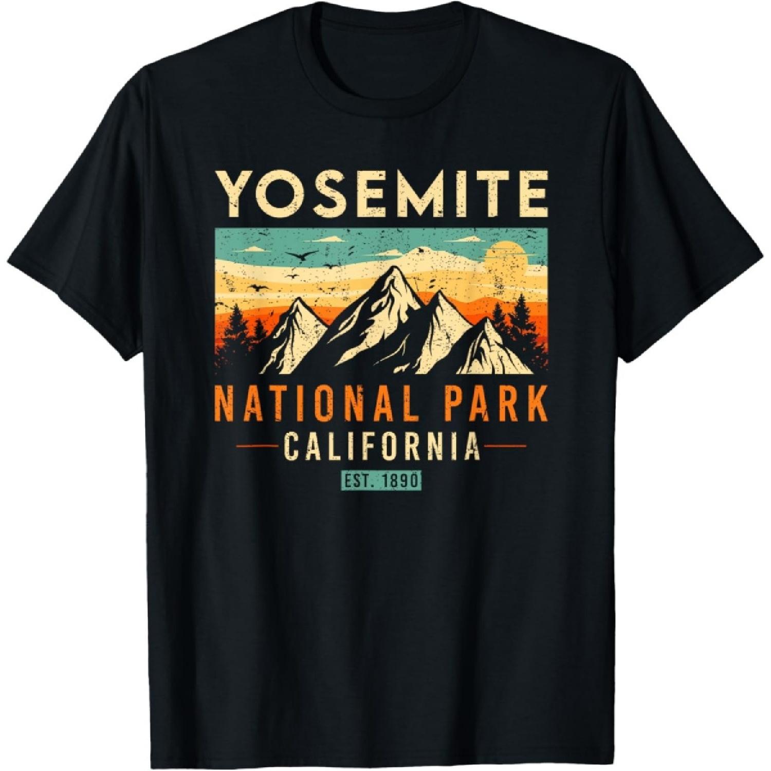 Yosemite Est 1890 California Vintage Retro National Park T-Shirt S