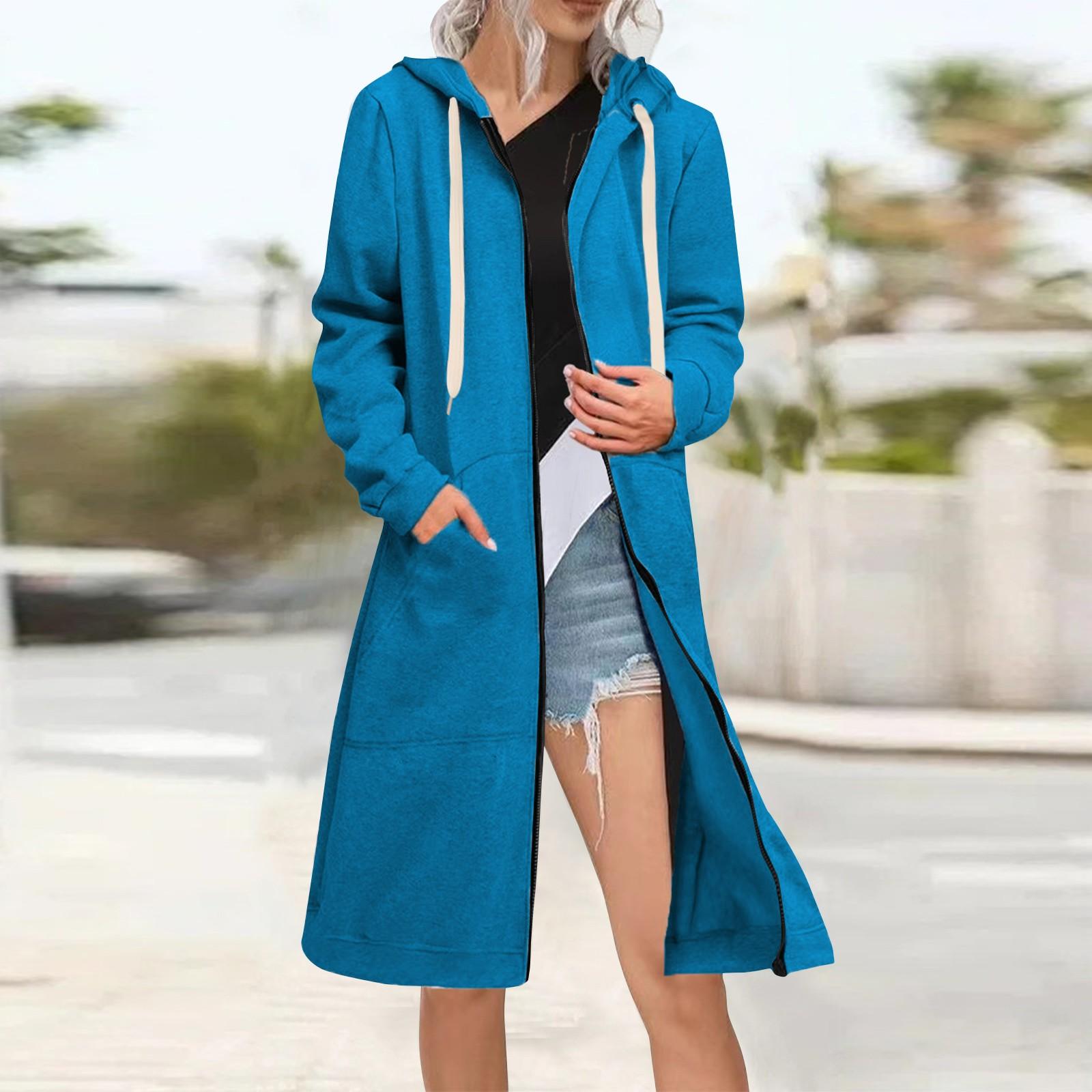 

Женская модная свободная куртка на молнии, кардиган, утепленная толстовка XL синий