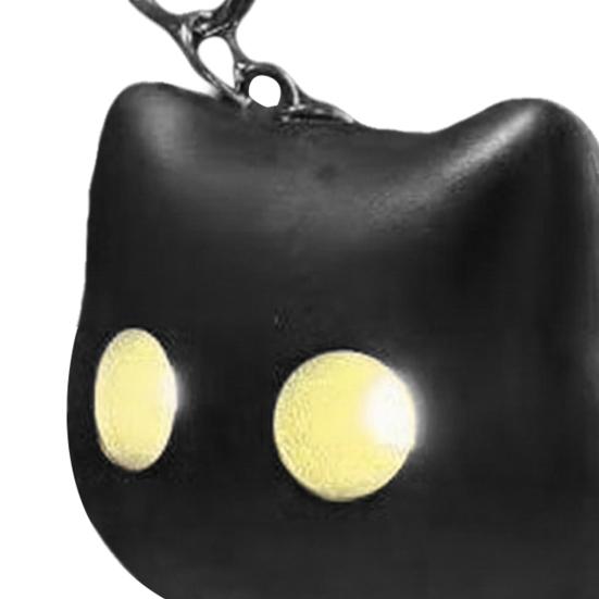 Klíčenka s nočním světlem Černá kočka Roztomilý stiskací míček Svítící přívěsek kočka Mini kočka Mňoukání Senzorická fidget hračka se zvukem a LED světlem pro dospělé Milovníky koček