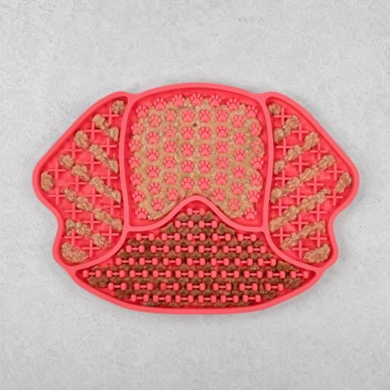 Pet Slow Food Mat with Strong Suction Cup, Puppy Head Design Pet Feeding Mat, Dog Slow Eating Bowl Accessory for Prevent Choking Anxiety Relief
