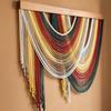 Wall Art Bohemian Wall Decor Wooden Macrame Wall Hanging Handmade Tassel Tapestry  Household