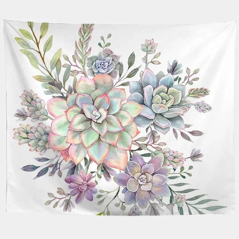 Desert Cactus Succulent Plant Pattern Tapestry Office Living Room Tapestry Home Wall Decoration Tapestry