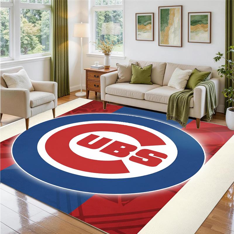 Chicago Cubs Design Crystal Velvet Rug Soft Decorative Mat for Bedroom Entrance