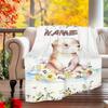 240Gm2 Cute Otter With Flowers Outdoor Customize Your Name Blanket Comfortable Soft Lightweight Allseason Multipurpose Blanket For Travel Camping