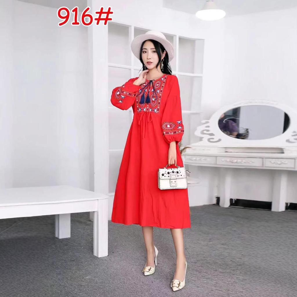 Artistic Retro White Slimming Embroidered Cotton Linen Dress