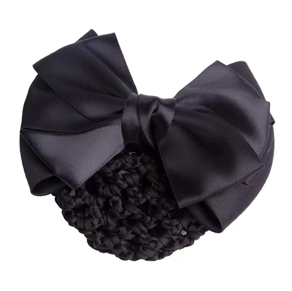 Gold-Edged Bow Hairnet for Professional Female Nurses & Hotel Staff