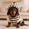 Cartoon Pattern Striped Dog Hoodie Warm Pet Hooded Jacket Cute Dog Base Coat  Festival