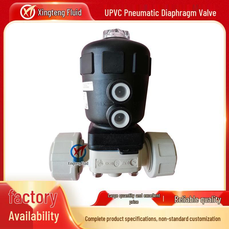 UPVC Acid & Alkali Resistant Pneumatic Diaphragm Valve - Double Union PPH Polypropylene