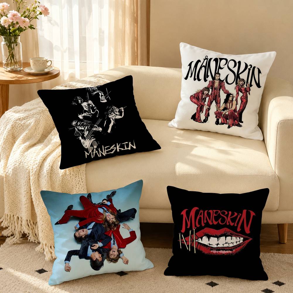 Rock Music Band M-Maneskin Pillow Case Square Double-Sided Sofa Cushion Cover Bedroom Bedside Pillow