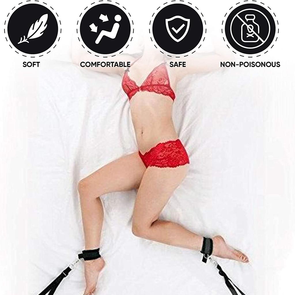 Žena páry Pouta Otevřená noha Bdsm Bondage Set Pod lůžkem Zádržné systémy Lanový popruh Systém Zápěstí a kotníků pro dospělé