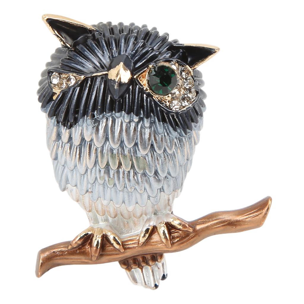 Brooch Pin Cute Owl Animal Shape Rhinestone Embellished Exquisite Clothing Pin for Women Clothes Decoration Gift