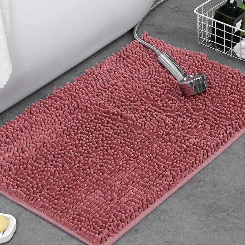 

Solid Color Chenille Non-slip Bathroom Mat - Water Absorbent Door & Floor Carpet 40x60 cm