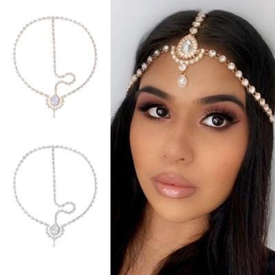Elegant Sparkling Forehead Drop Headband Rhinestones Hair Chain Charm Eyebrows Headchain Wedding Ceremony Hair Ornament