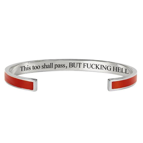baizihuahu This Too Shall Pass Mantra Cuff Bracelet, Adjustable Engraved Motivational Bangle Hidden Information Inspirational Encouragement