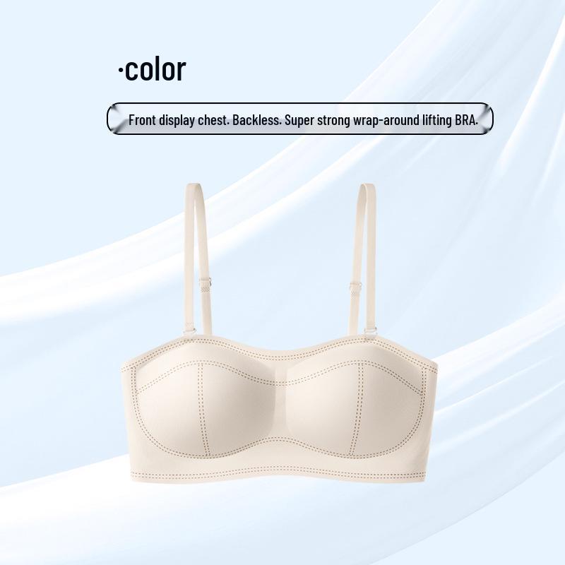 Non-Slip Seamless Push-Up Bandeau Bra for Small Chest – Invisible Strapless Cup, Anti-Exposure Design