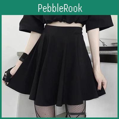 Black Women Mini Gothic Skirt Fairy Grunge High Waist Loose Aline Skirt Shorts Goth Egirl Summer Harajuku Streetwear