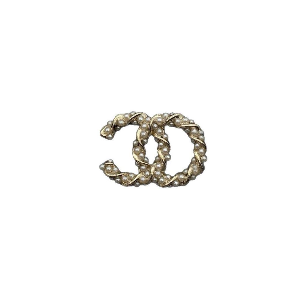 Seiko Coco Style High-Quality Double C Pearl Brooch Knitted Women's Fashion Pin