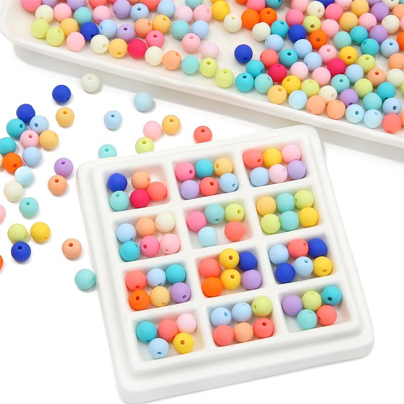 30pcs 8mm Mixed Colors Frosted Acrylic Beads Round Loose Spacer Beads for Necklace Bracelet Keychain DIY Jewelry Craft Making Beads
