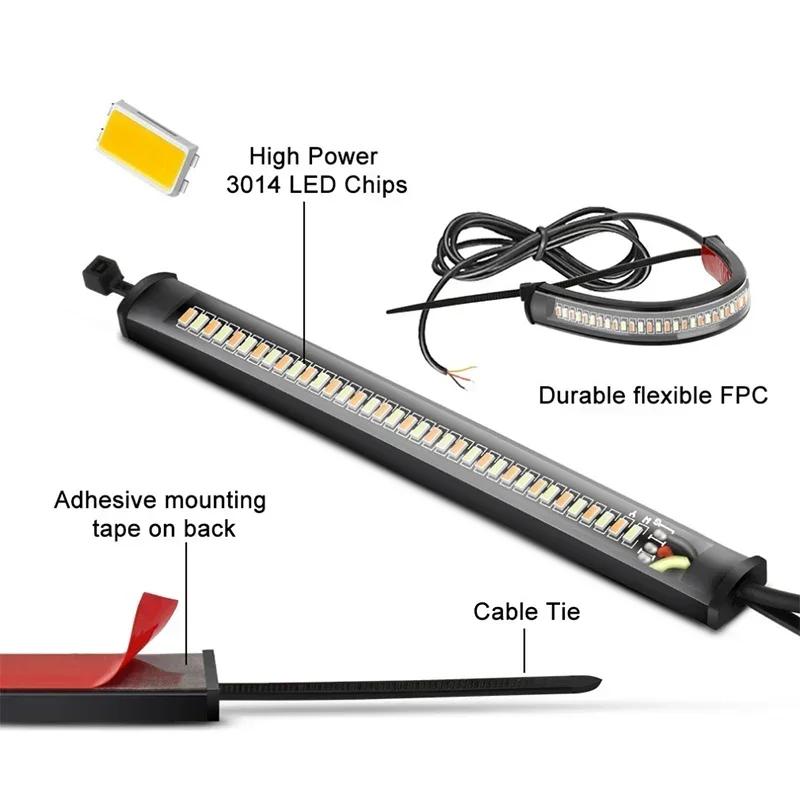 1/2Pcs Universal LED Motorcycle Turn Signal Light & DRL Amber White Moto Flasher Ring Fork Strip Lamp Flashing Blinker 12V
