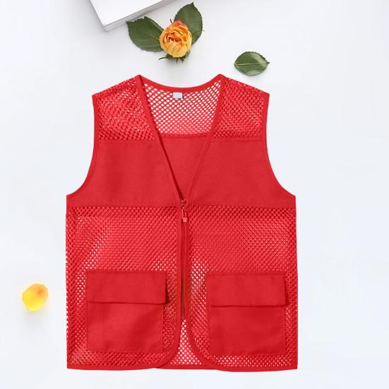 Vydutá léga na zip Dvojité kapsy Pracovní vesta s výstřihem do V Světlá barva Unisexová vesta volného střihu