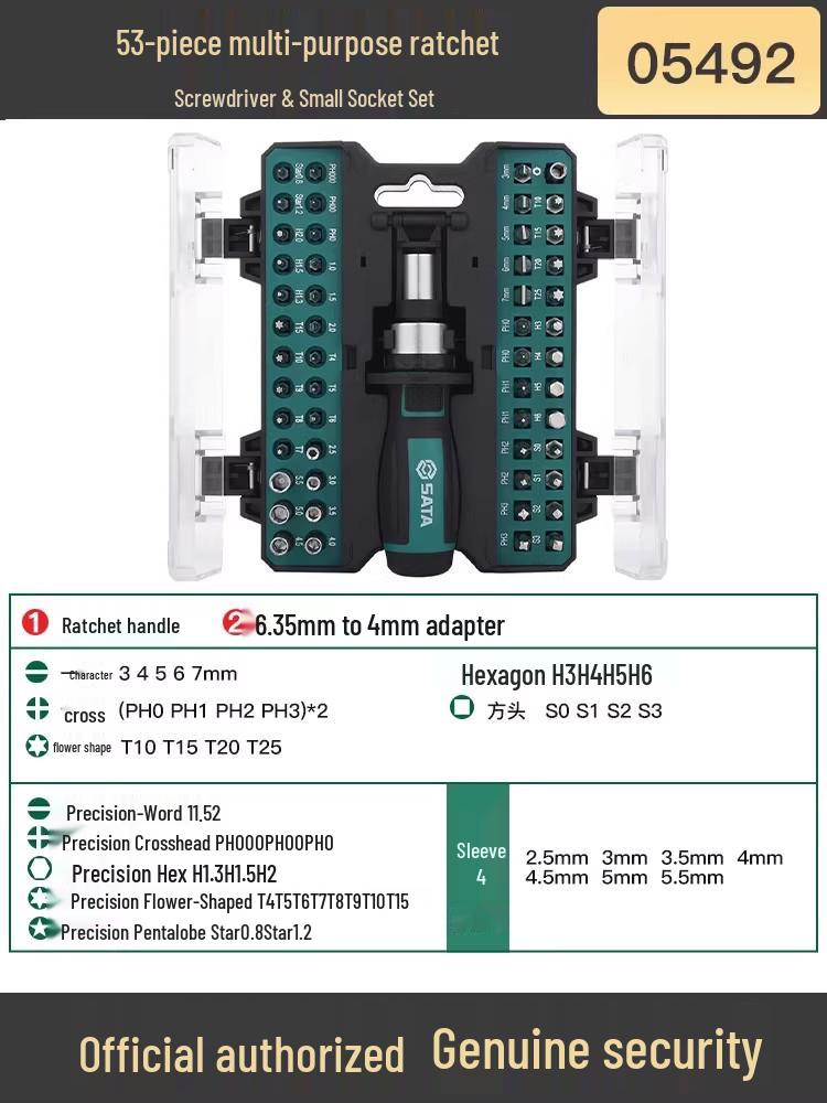 SATA Ratchet Screwdriver Set with Phillips, Slotted, Torx for Electronics Repair