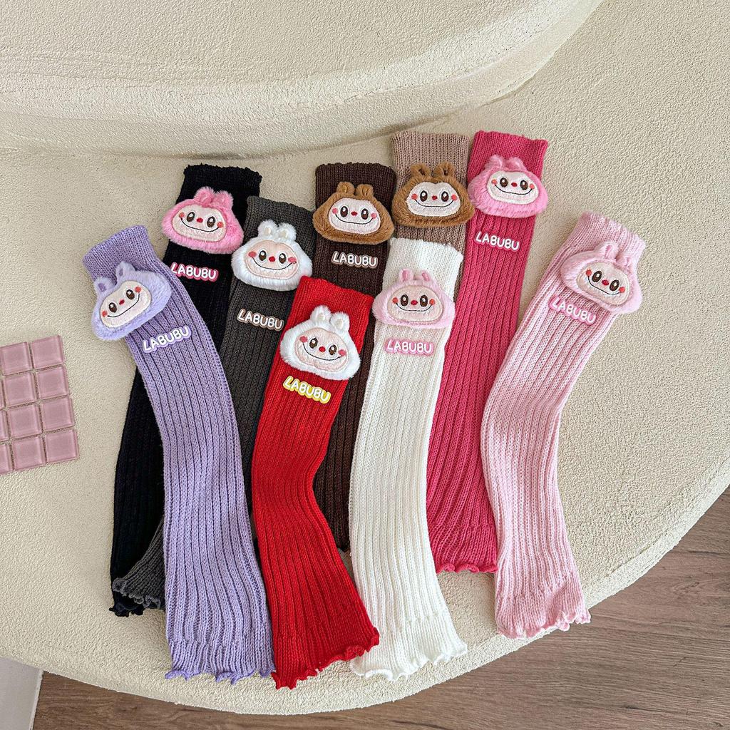 Autumn & Winter Cartoon Knit Leg Warmers: Cute Mid-Calf Ruffle Socks for Kids
