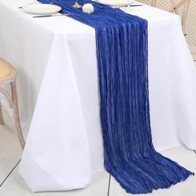 Wrinkle Table Runner Boho Gauze Fabric Tablecloth for Wedding Party Decor Rustic Elegant Dining Table Accent Reusable Machine Washable Sheer