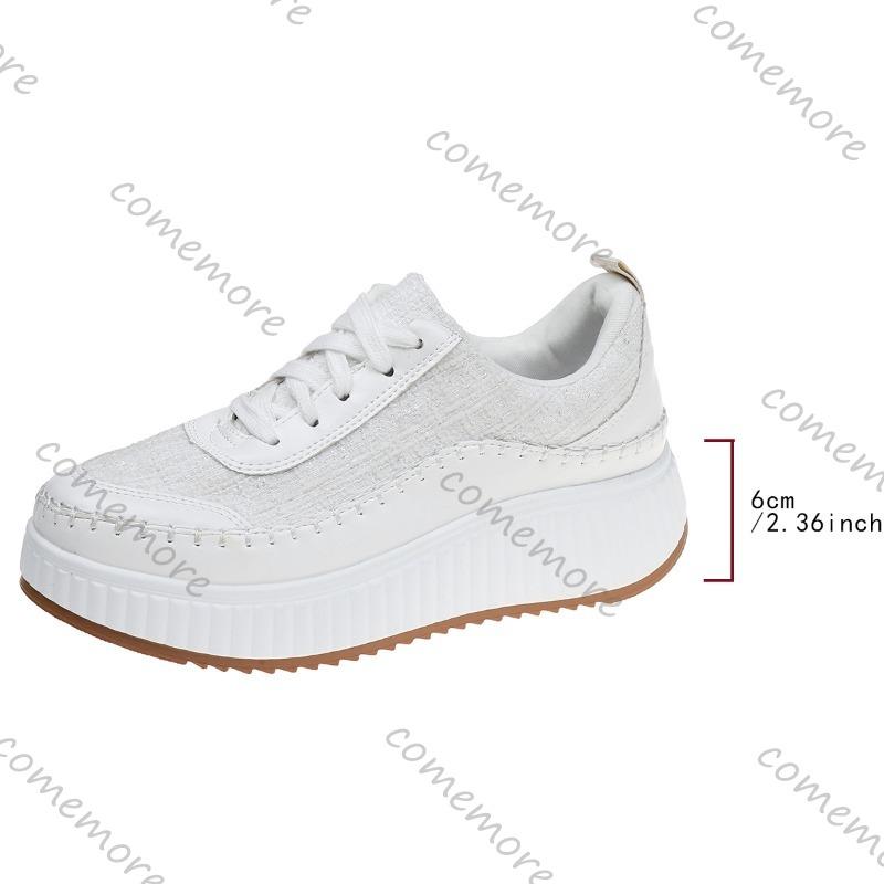 Fashion Comemore Fashion Glitter Platform Sneakers for Women Spring Lace Up Sports Shoes Woman Plus Size 43 Thick Bottom Tennis Shoes