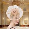 French Fascinator Hat with Necklace Gloves Ear Studs Costume Set For Horse Racing Event and Halloween Party Dressingup