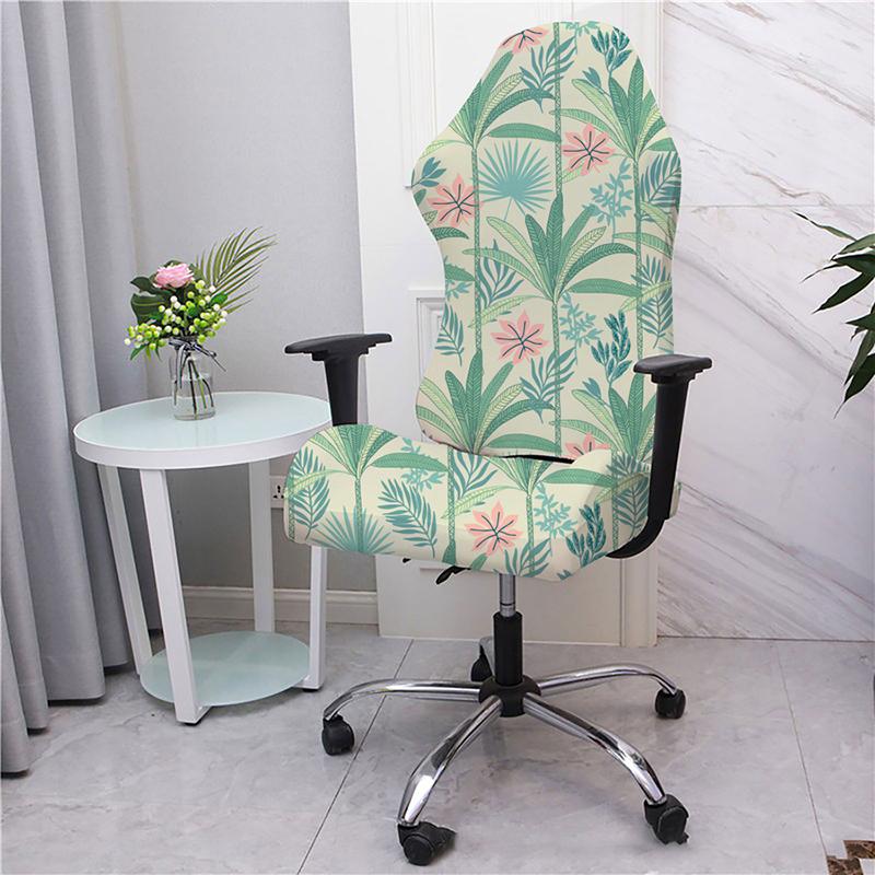 Elastic Printed Armchair Cover Universal Computer Game Chair Seat Cover Home Office Backrest Armrest Swivel Chair Slippers