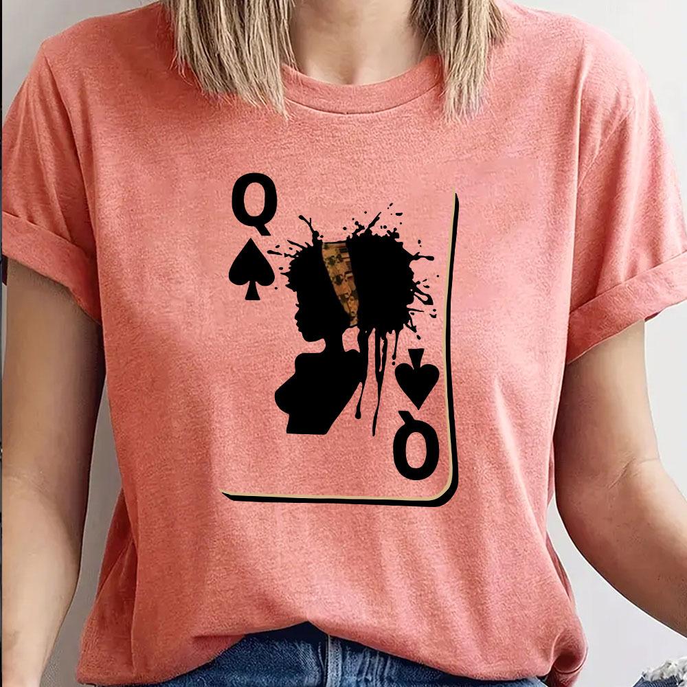 Cotton T-Shirt Short Sleeve Round Neck Women 2d Print Tops