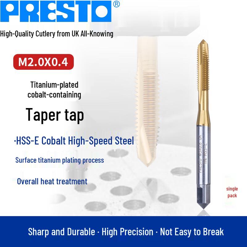 PRESTO TiN Coated Cobalt Straight Flute Point Tap