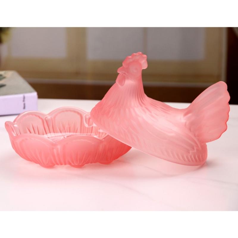 Glass Hen Candy Dish,Decorative Covered Candy Bowl with Lid Crystal Glass Chicken Shape Candy Jar Snacks Bowl Gift