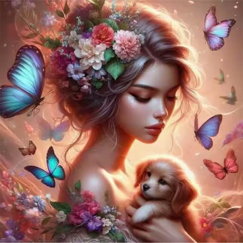 Mädchen 5DDIY Diamant Malerei Neue 2024 Volle Kreis Quadrat Tier Diamant Kunst Mosaik Stickerei Cartoon Fee Geschenk Hause Dekoration