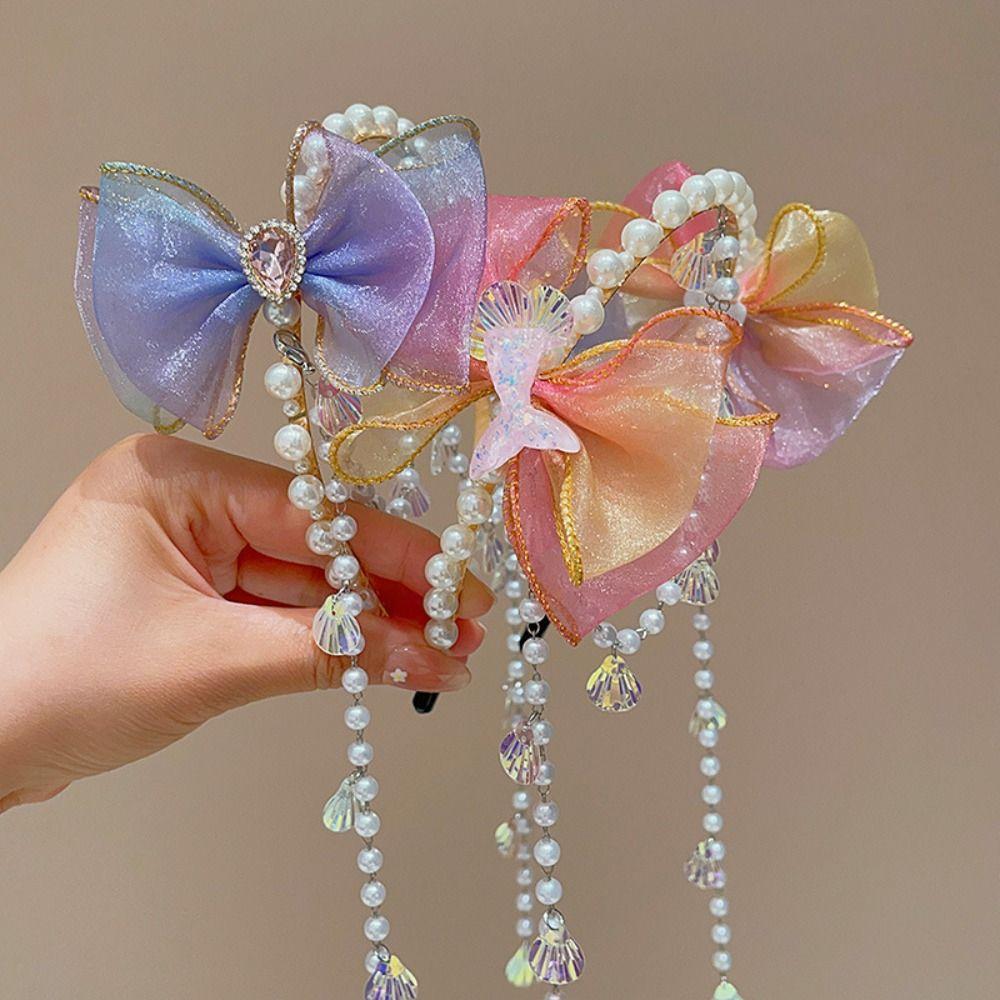 Elastic Bowknot Headband Exquisite Mermaid Hair Chain Sweet Headdress  Photography Headwear