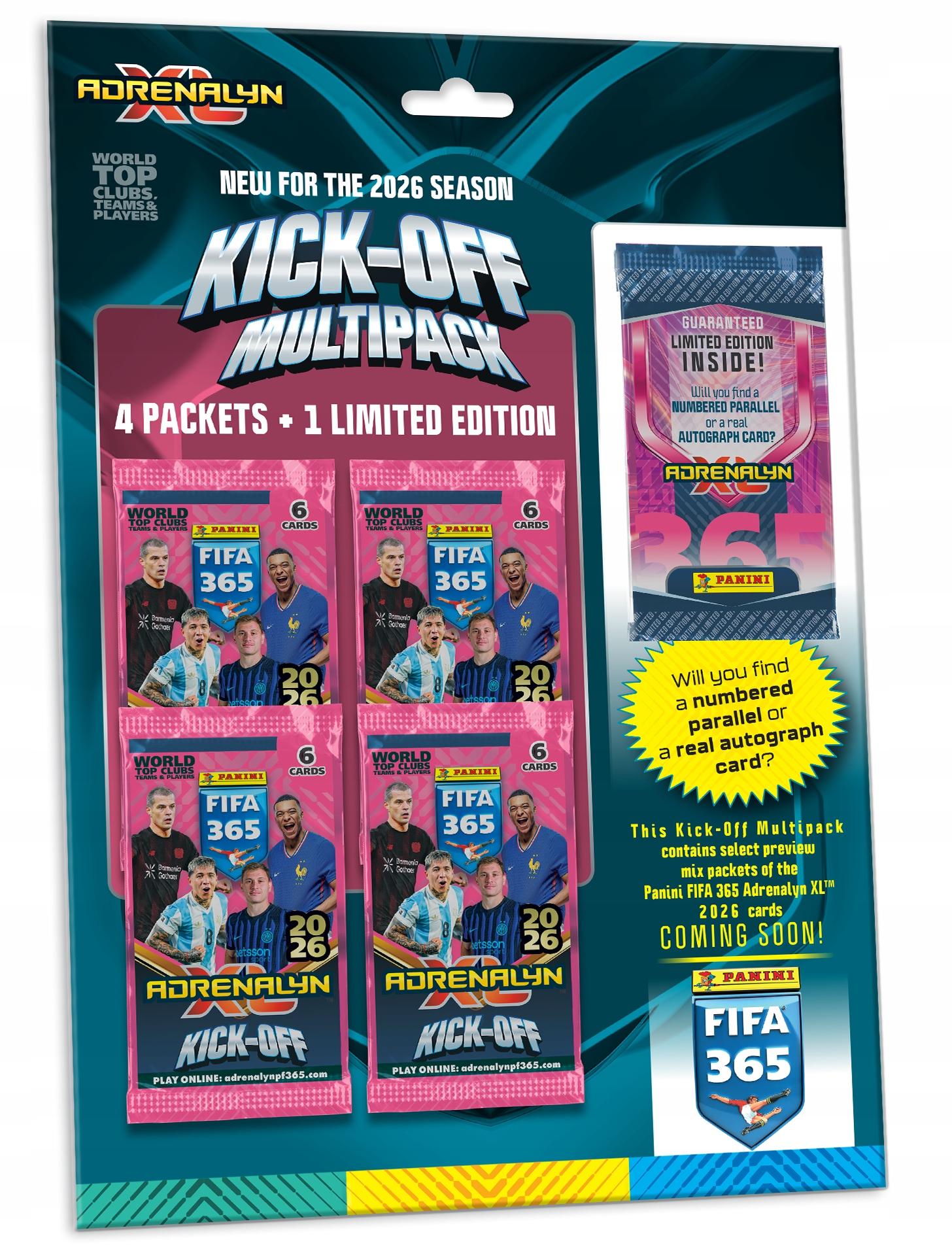 Panini fifa 365 2026 multipack kick off 4 plicuri + carte specială