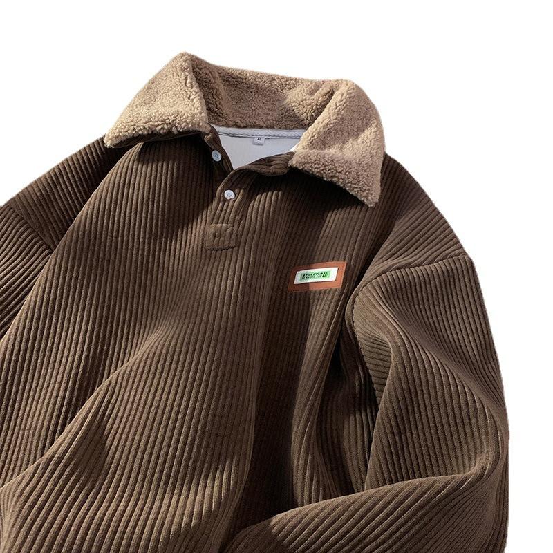 Herren Frühling, Herbst und Winter Übergröße Warme Dünne Sektion Revers Pullover Jacke Lässig Langärmelig Bequeme Oberbekleidung
