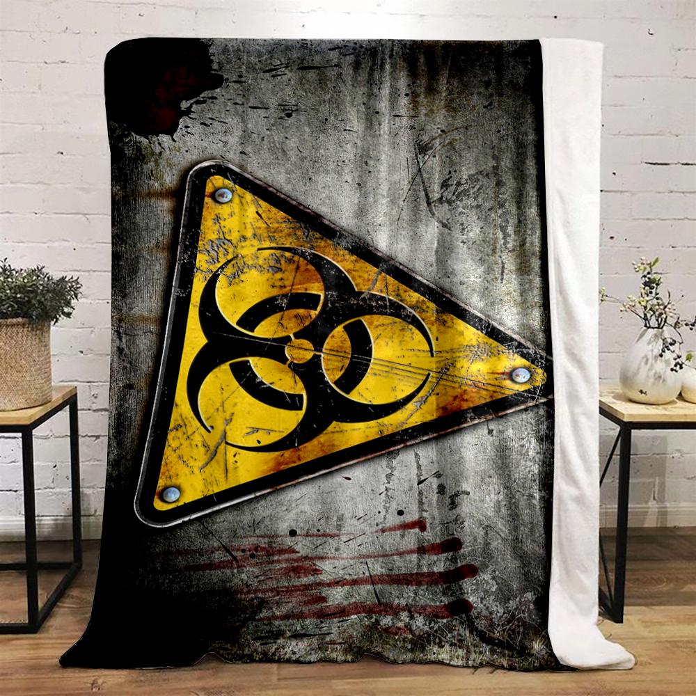 Biohazard Warning Sign Grunge Design Flannel blanket for bedroom, living room, sofa, and nap sofas.