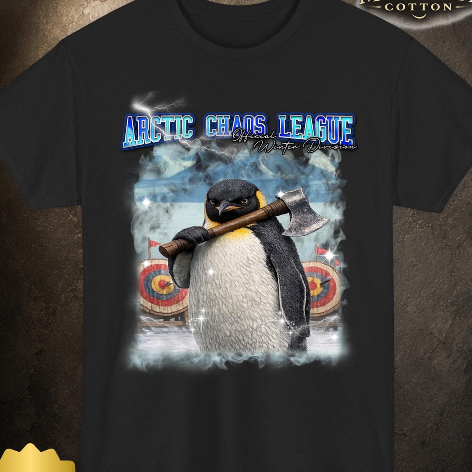 Funny Penguin TShirt, Arctic Ax Team Shirt, Winter Animal Meme Gift Tee XL