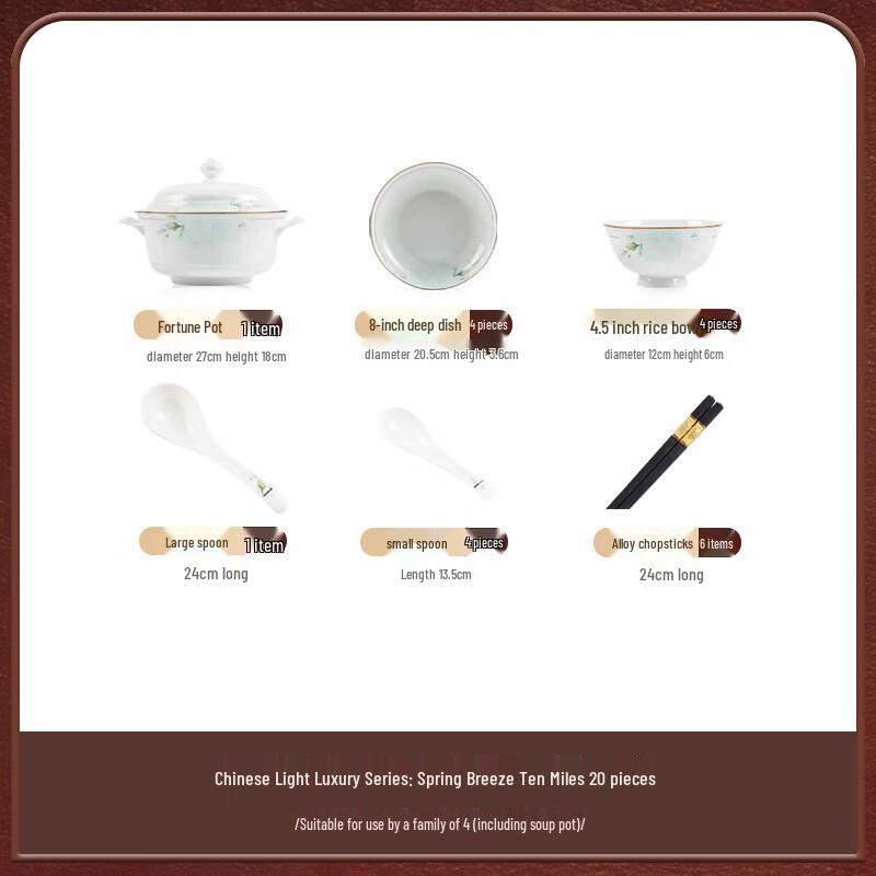 Modle Lanca Spring Breeze 20-Piece Jingdezhen Ceramic Dinnerware Set