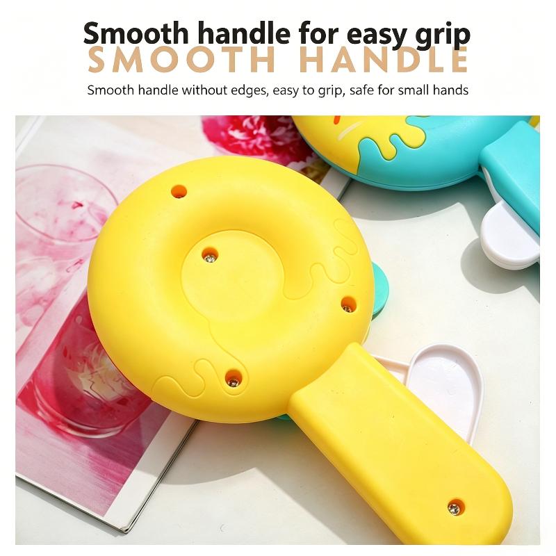 Cute Donut Manual Hand Press Fan No Battery Required Mini Cooling Toy for Kids Theme Party Giveaway Gifts