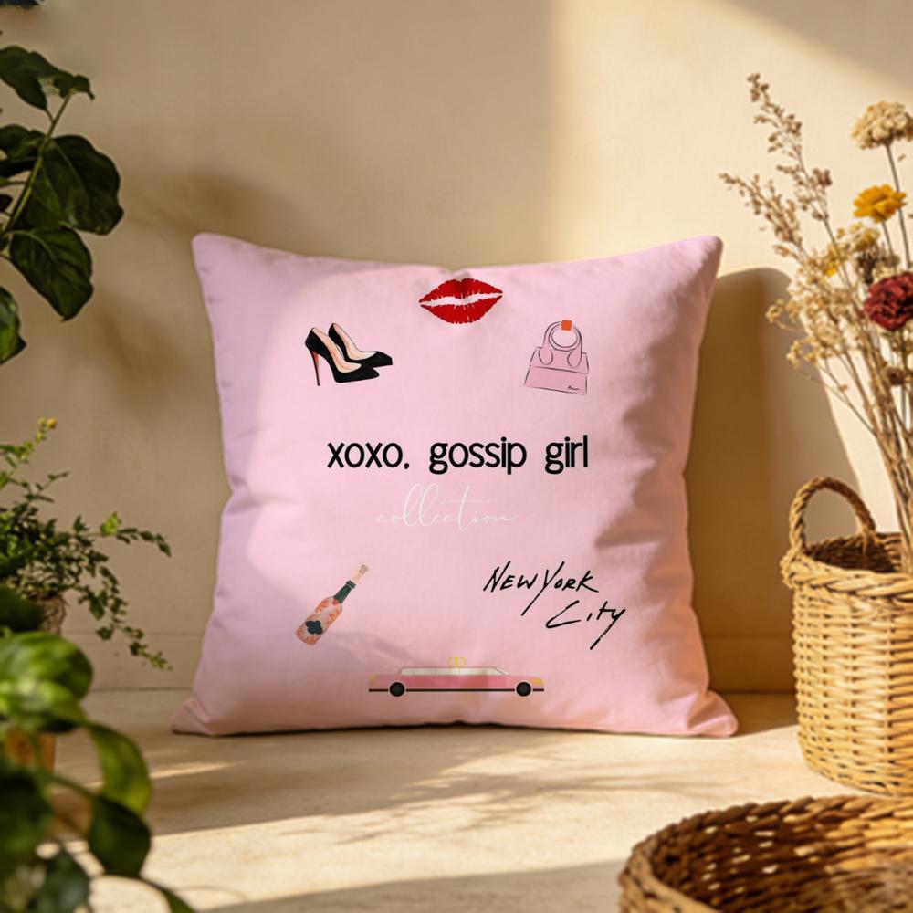 Trendy GGossip Girlable Cushion Cover Versatile DoubleSided Pillow Case Fit for Sofa Bed Car Daily Decor