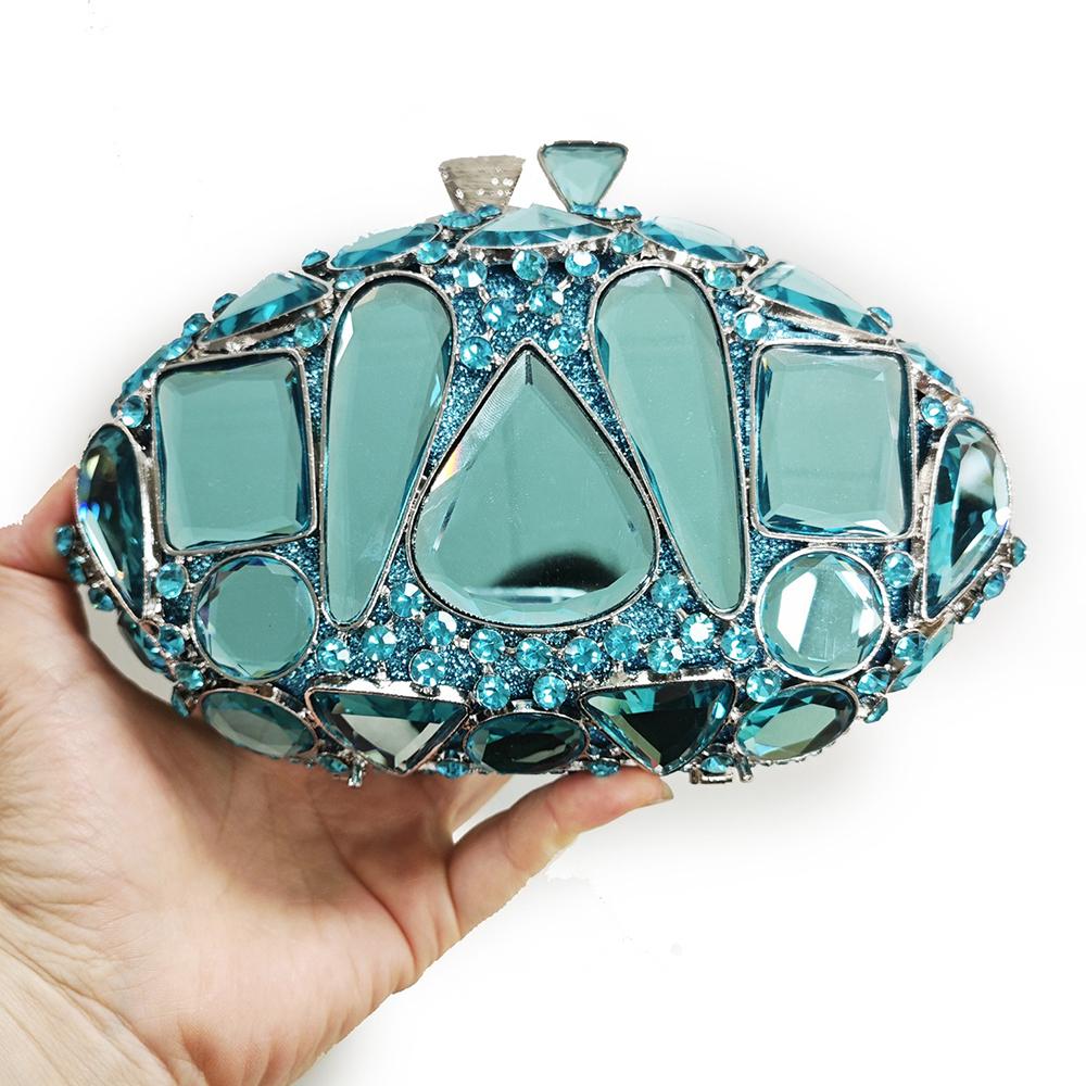 New Large Rhinestone Evening Bag Crystal Dinner Bag WHTUOHENG  Diamond Clutch Women s Bag Luxury Formal Party Bags And Handbags 18cmX12cmX6cm небесно-голубой